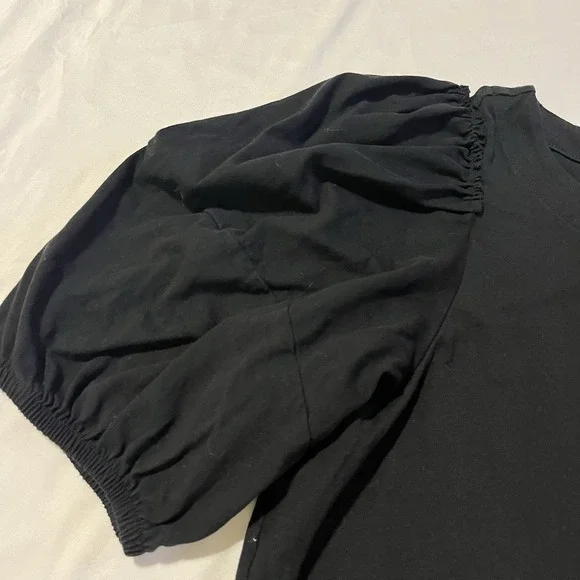 Madewell‎ Women's Sz M Puff Sleeve Black Tee Romantic Cottage Core Top - Picture 3 of 10